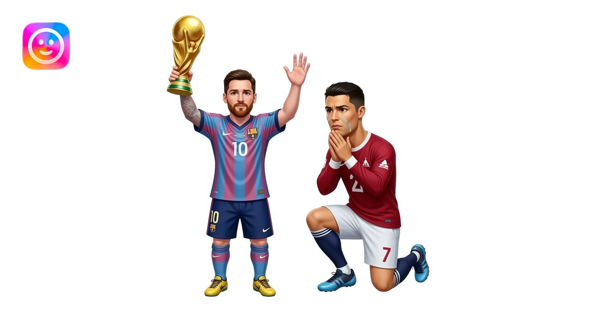 Messi alzando la copa del mundo y cristiano Ronaldo llorando ...