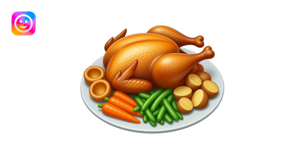 realistic -- roast chicken, yorkshire pudding, vegetables, gravy emoji ...