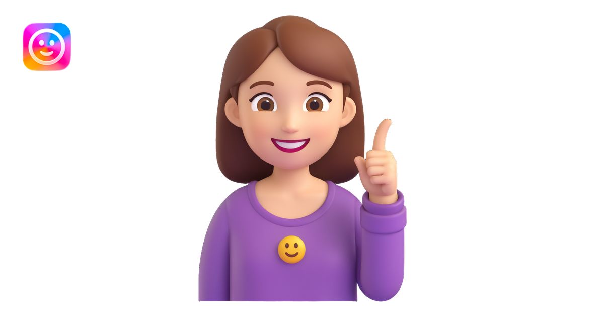 girl smiling and pointing her finger, 3D emoji style emoji | AI Emoji ...