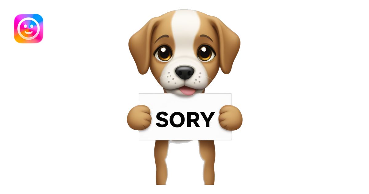 Puppy holding a sign that says sorry emoji | AI Emoji Generator