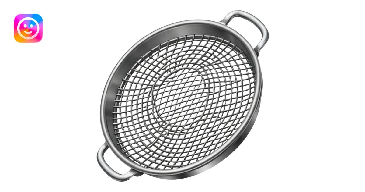 Sieve made from curved steel wire mesh emoji | AI Emoji Generator