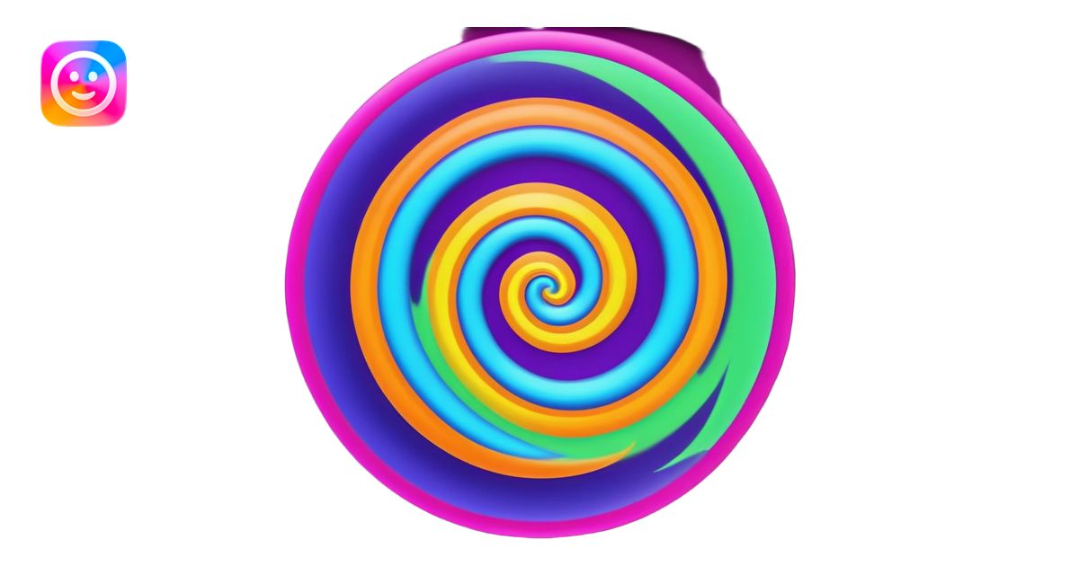 create a Circular emoji, thin black outline, neon energy tornado vortex ...