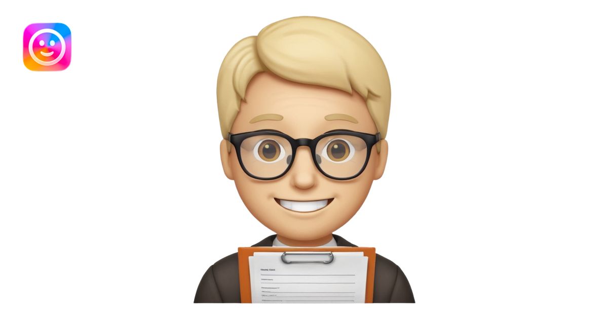Smiley with glasses and paperwork emoji | AI Emoji Generator