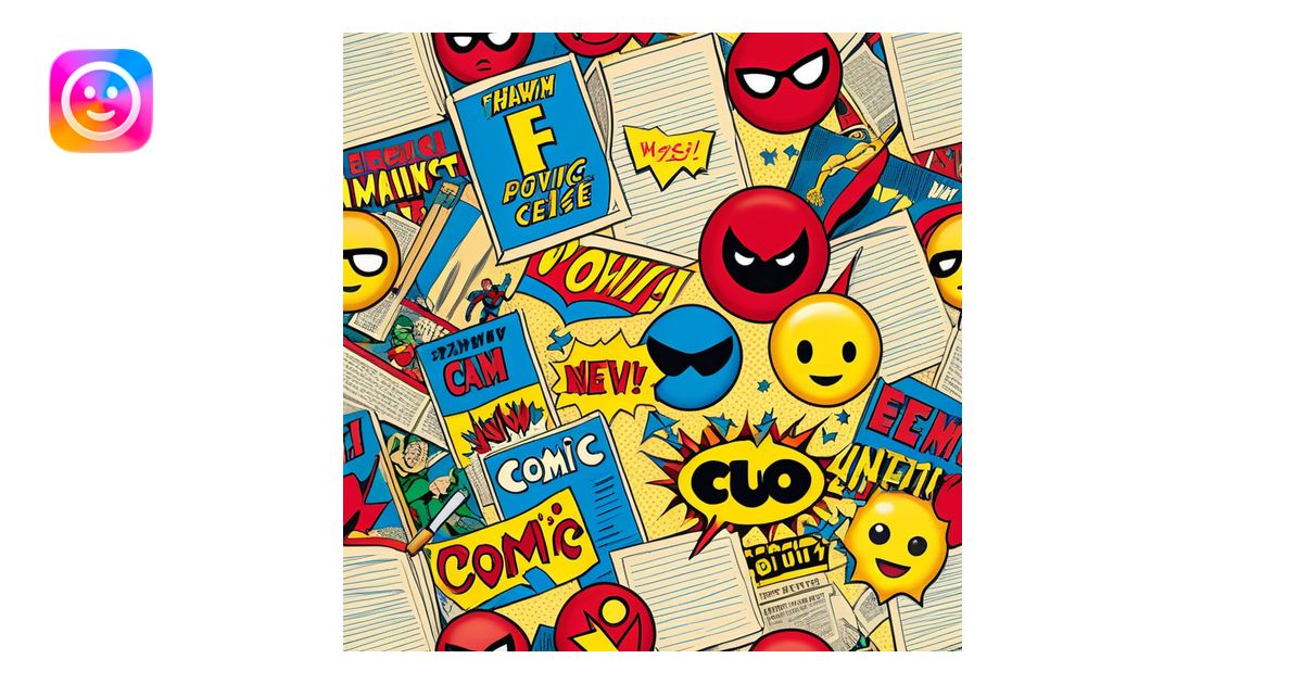 Create a vibrant emoji representing comic books and graphic novels as ...