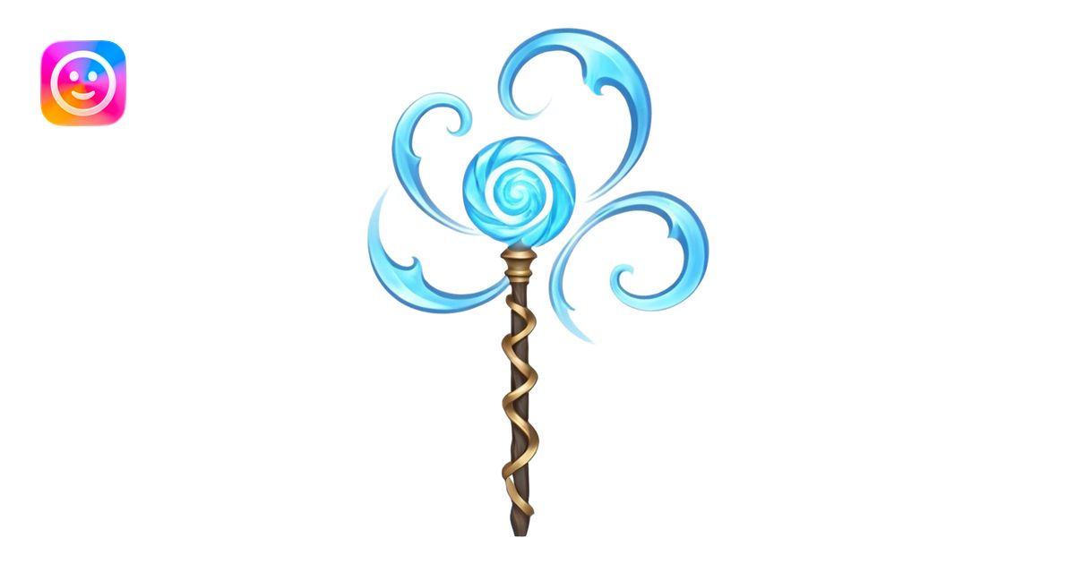 wind elemental staff object icon, fantasy magic staff, swirling wind ...
