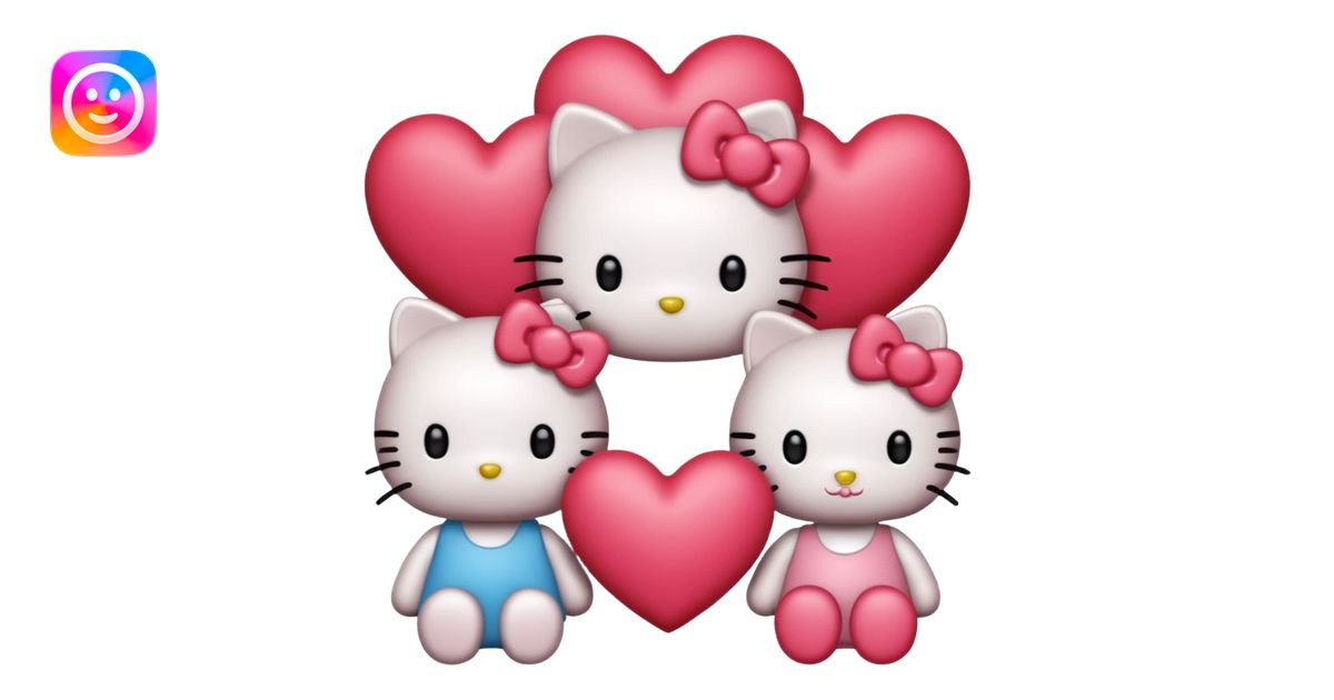 hello kitty and friends with hearts emoji | AI Emoji Generator