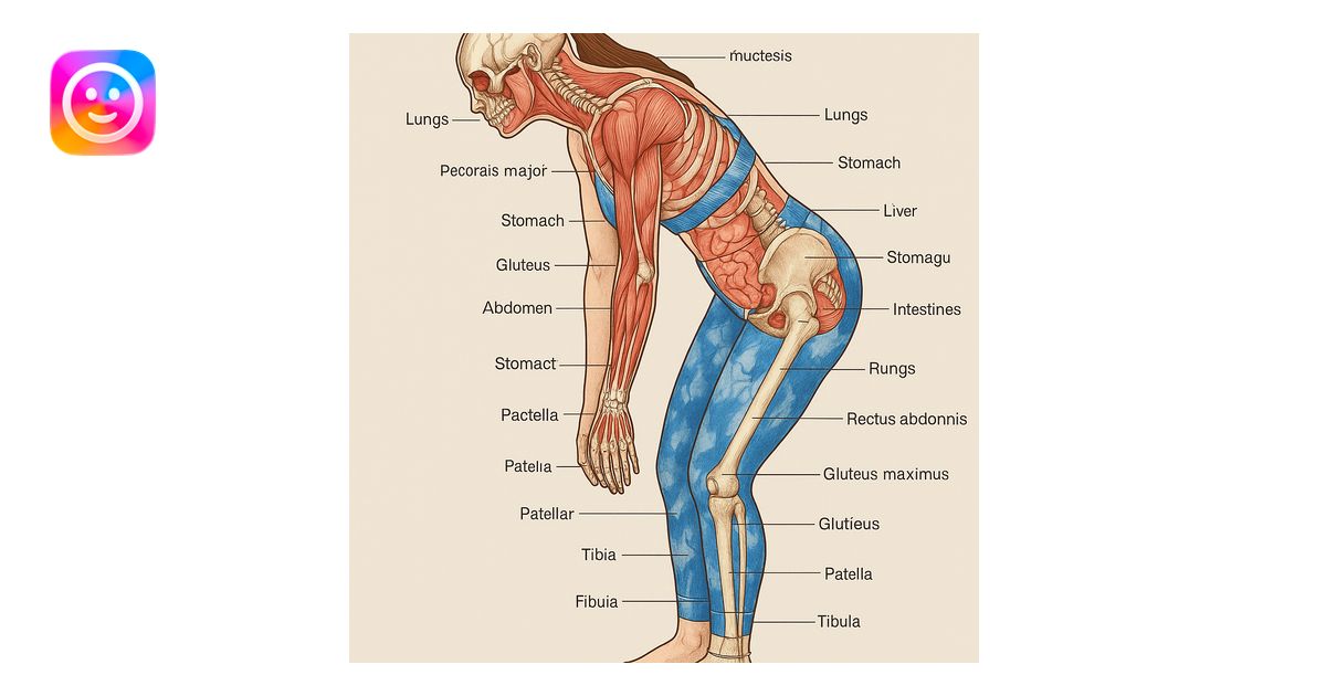 Anatomical version of the girl, identical posture to the photo, showing ...