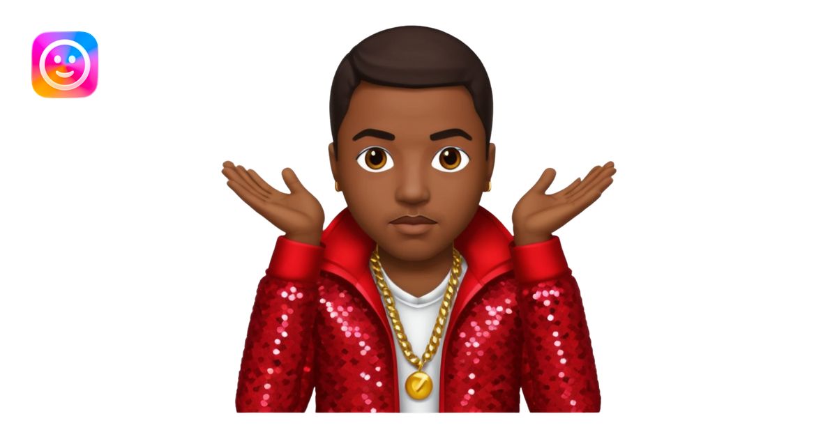 Nasir Nas Jones, Rapper with dark brown hair, red sequin outfit emoji ...