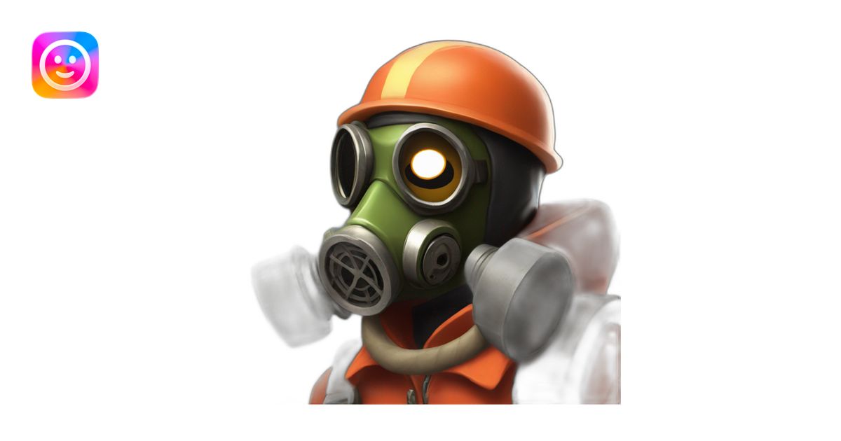 Pyro from Team fortress 2 with gas mask, happy emoji | AI Emoji Generator