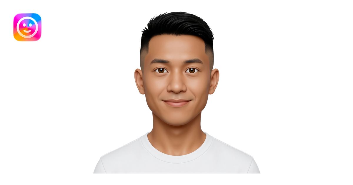 Filipino man at 25 years old fade hair cut emoji | AI Emoji Generator