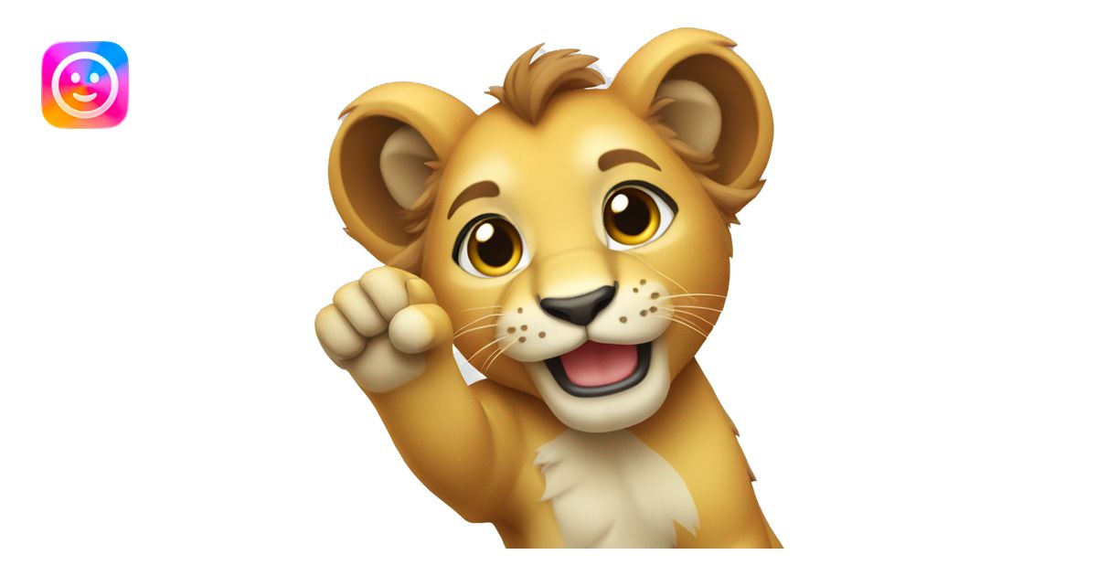 cute lion cub waving emoji | AI Emoji Generator