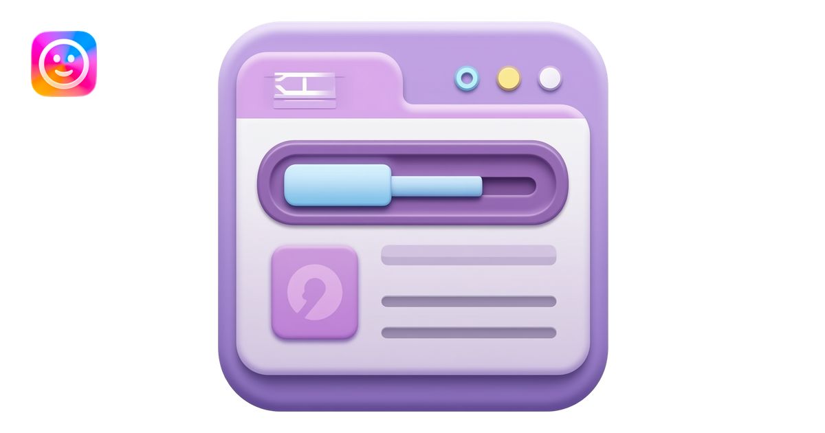 Purple color 2D render iPhone emoji png of a detailed Computer UI pop ...