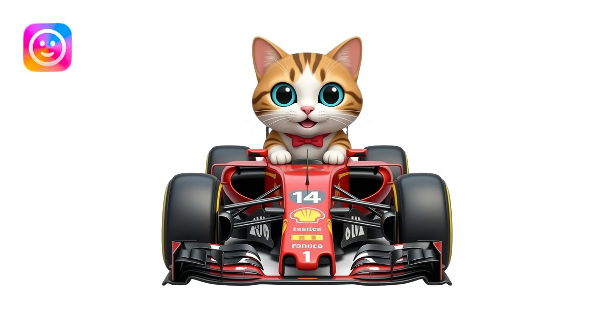 a cat racing an f1 car emoji | AI Emoji Generator