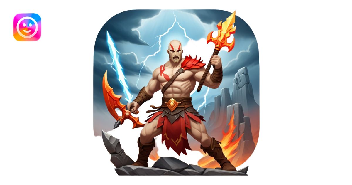 An icon showing a powerful warrior wielding a weapon, ready for battle ...