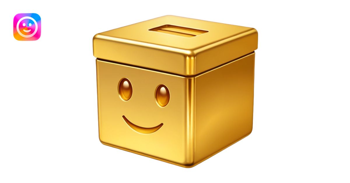 Clean Gold box frontview emoji | AI Emoji Generator