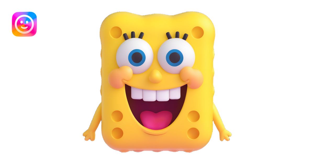 Spongebob Squarepants as a 3D emoji, rounded features, smiling emoji ...