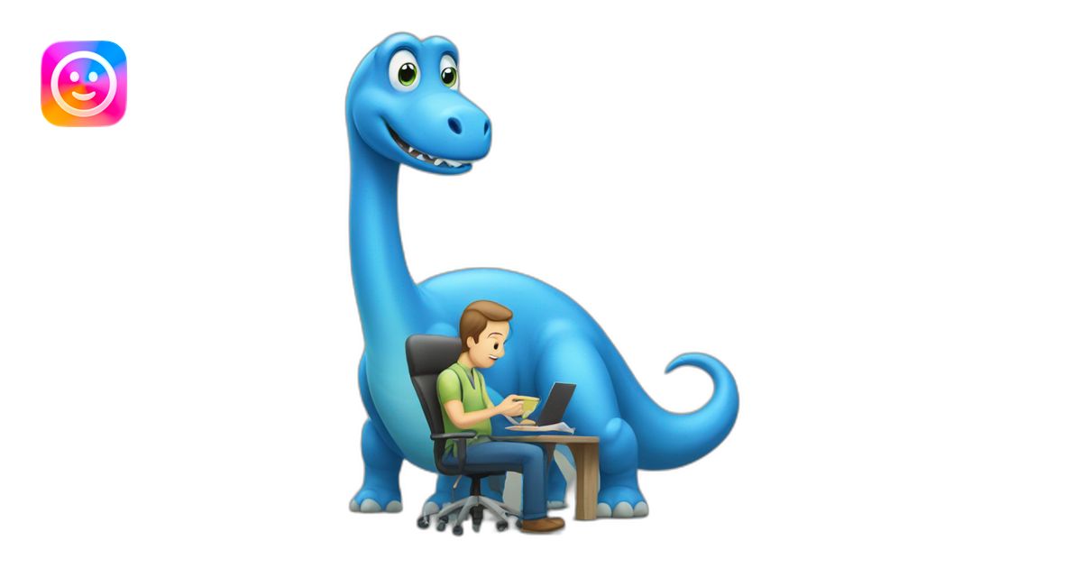 Multitasking Blue Brontosaurus emoji | AI Emoji Generator