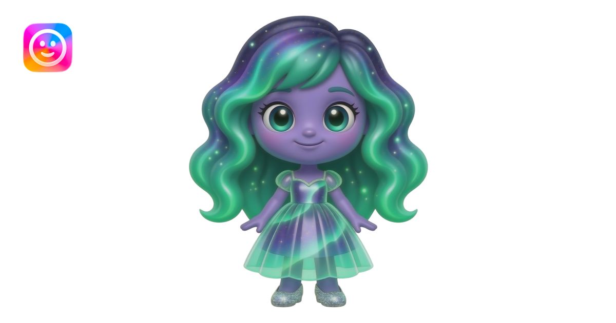 Full body aurora boreal mascot, northern lights magic, big head, small ...