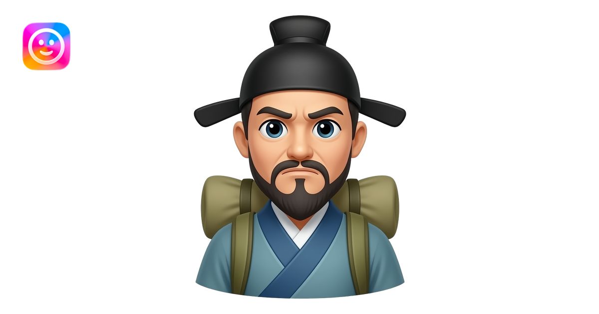 Frowning ancient chinese traveler man, apple style emoji emoji | AI ...