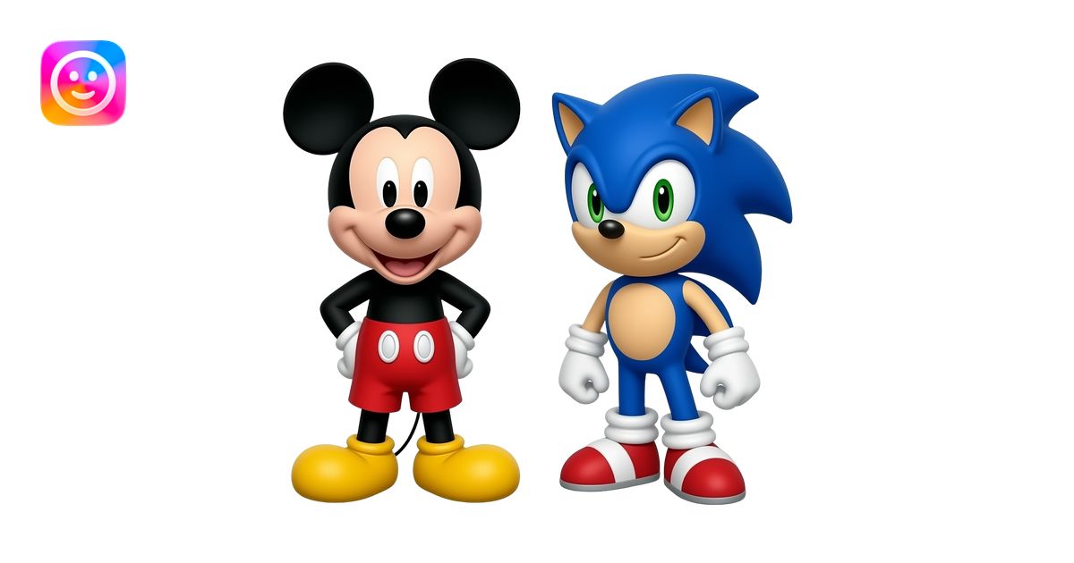 Mickey Mouse Full Body and Sonic the Hedgehog emoji | AI Emoji Generator