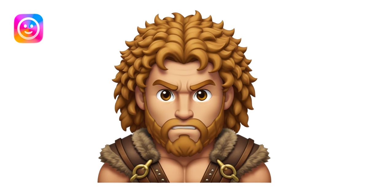 Cinematic Realistic Barbarian Hercules Portrait emoji, depicted as a ...