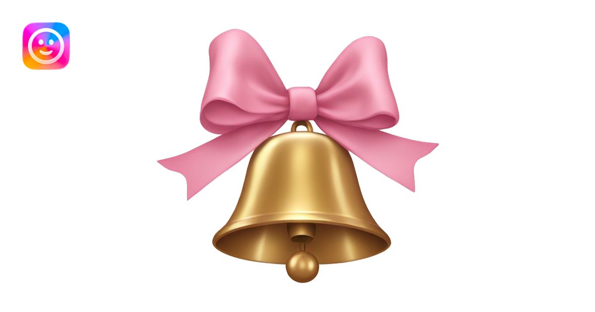 bell with light pink bow on top of it emoji | AI Emoji Generator
