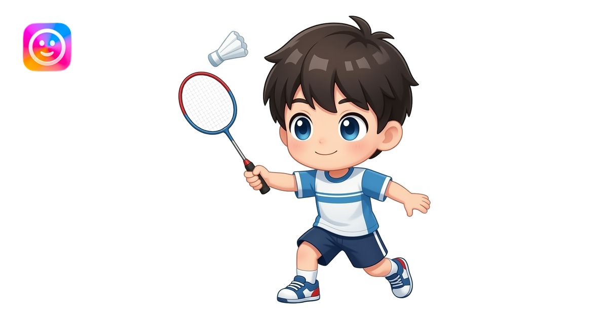 chibi anime boy play badminton emoji | AI Emoji Generator