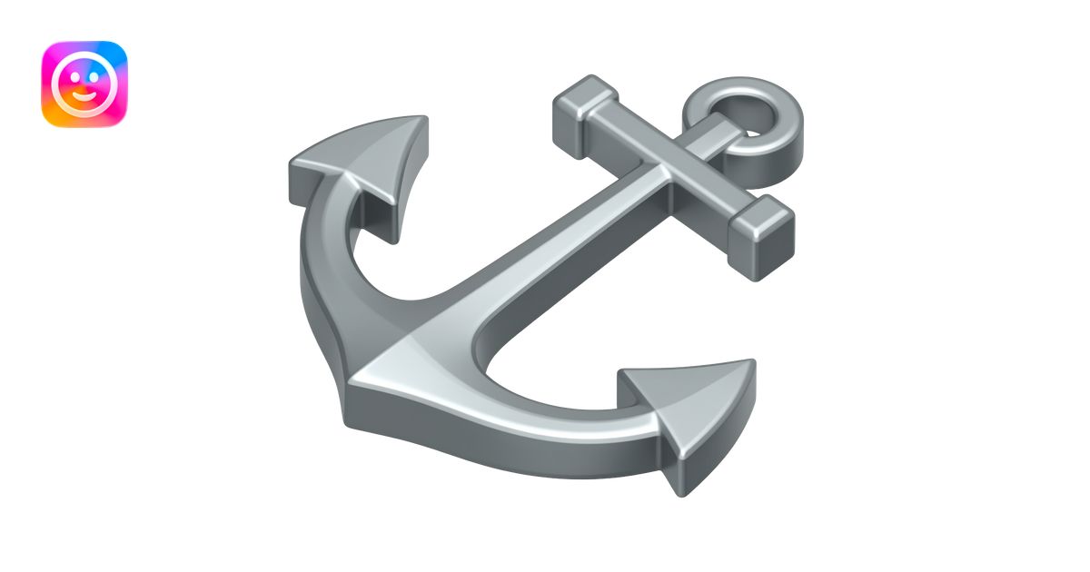 thick metal anchor top view isometric no background emoji | AI Emoji ...