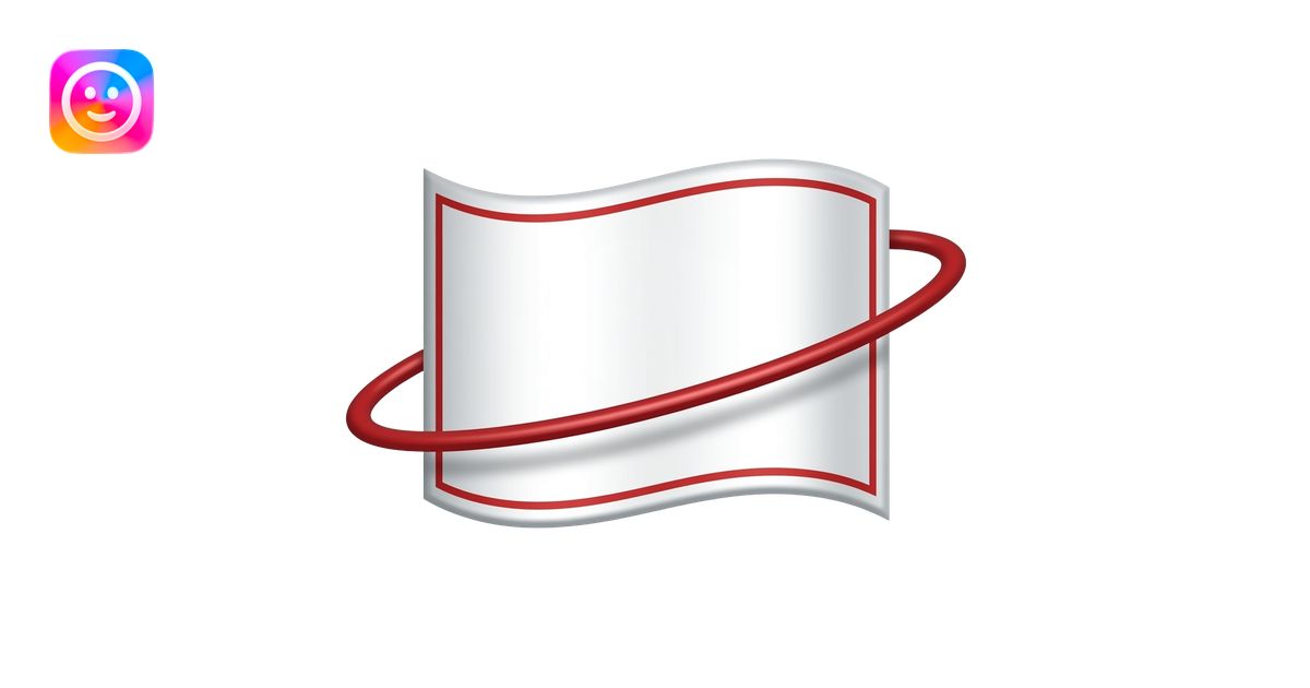 White flag with red orbit line on it emoji | AI Emoji Generator