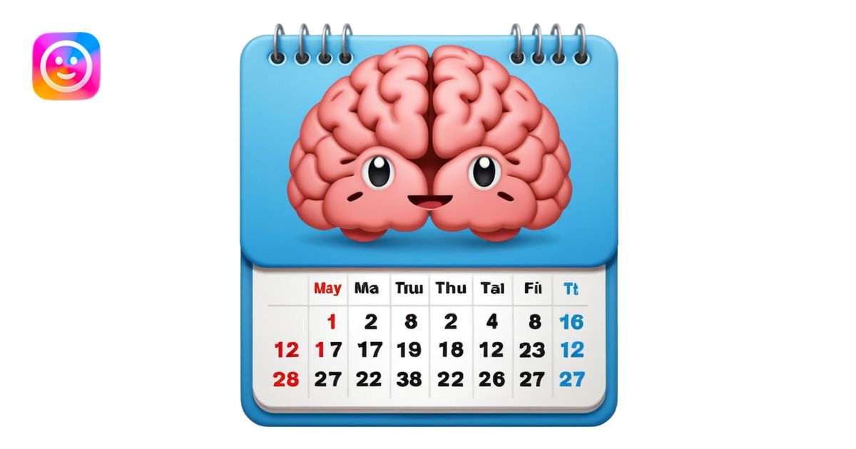 A calendar with a brain emoji for a week emoji | AI Emoji Generator