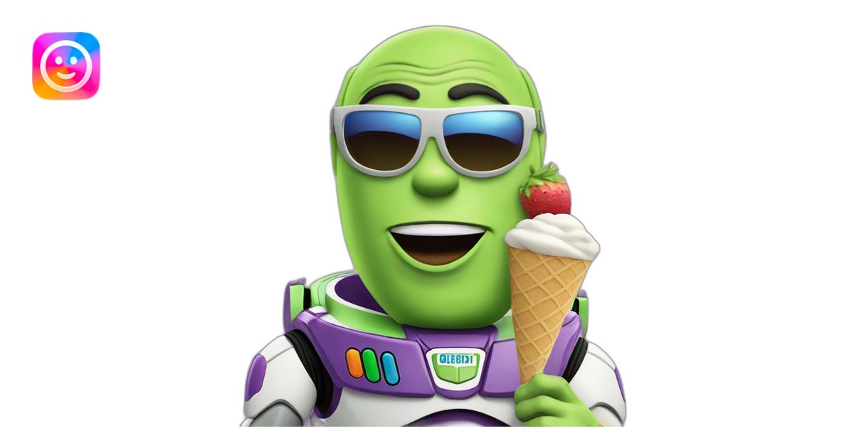 buzz lightyear with sunglasses eat icecream emoji | AI Emoji Generator