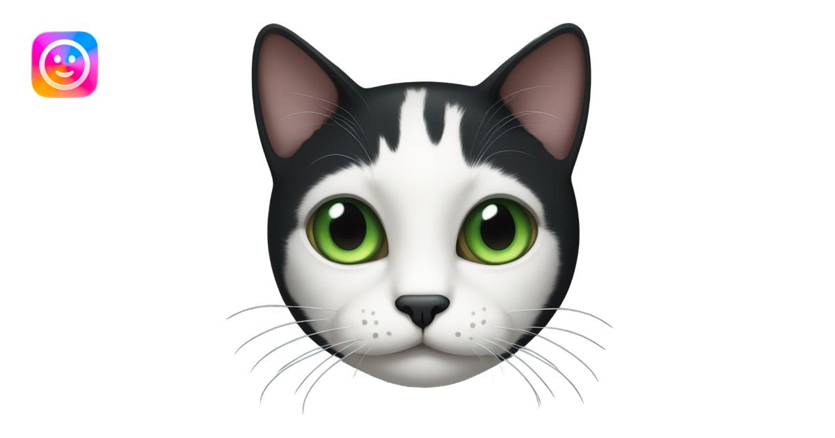 Black cat with green eyes and white spots near the mouth emoji | AI ...