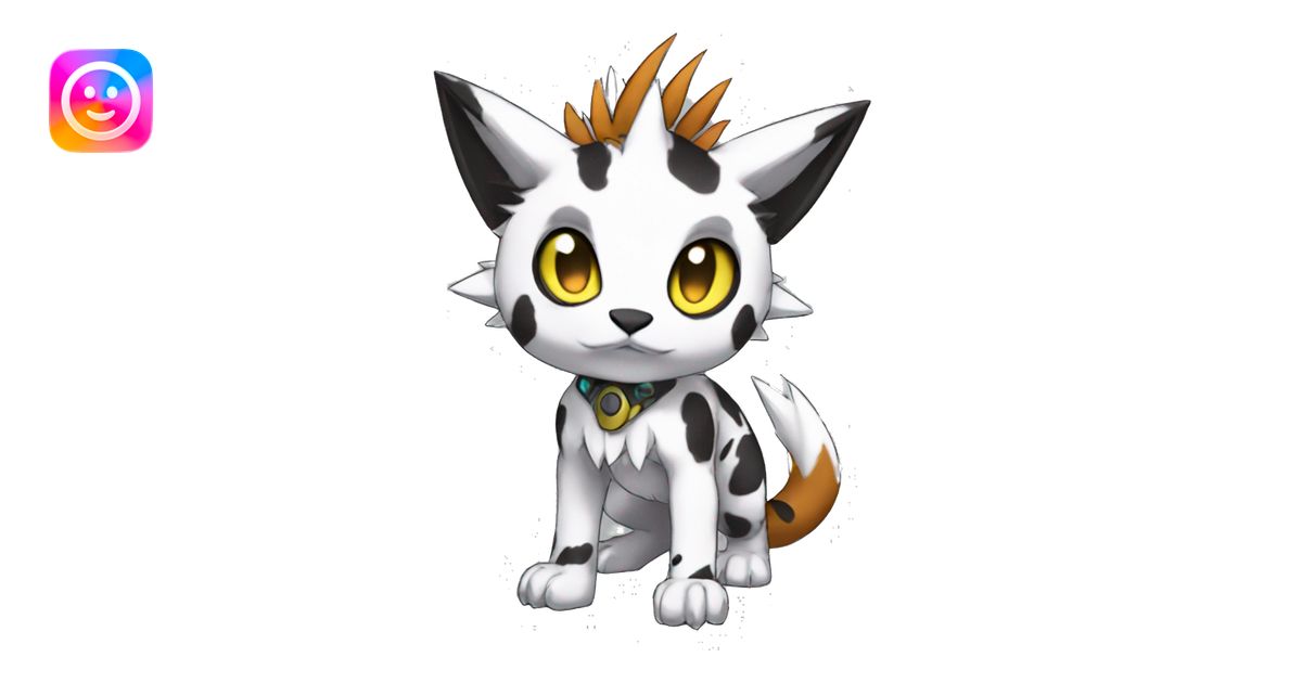 cute cool edgy Digimon-Fakemon-animal with cool markings full body ...