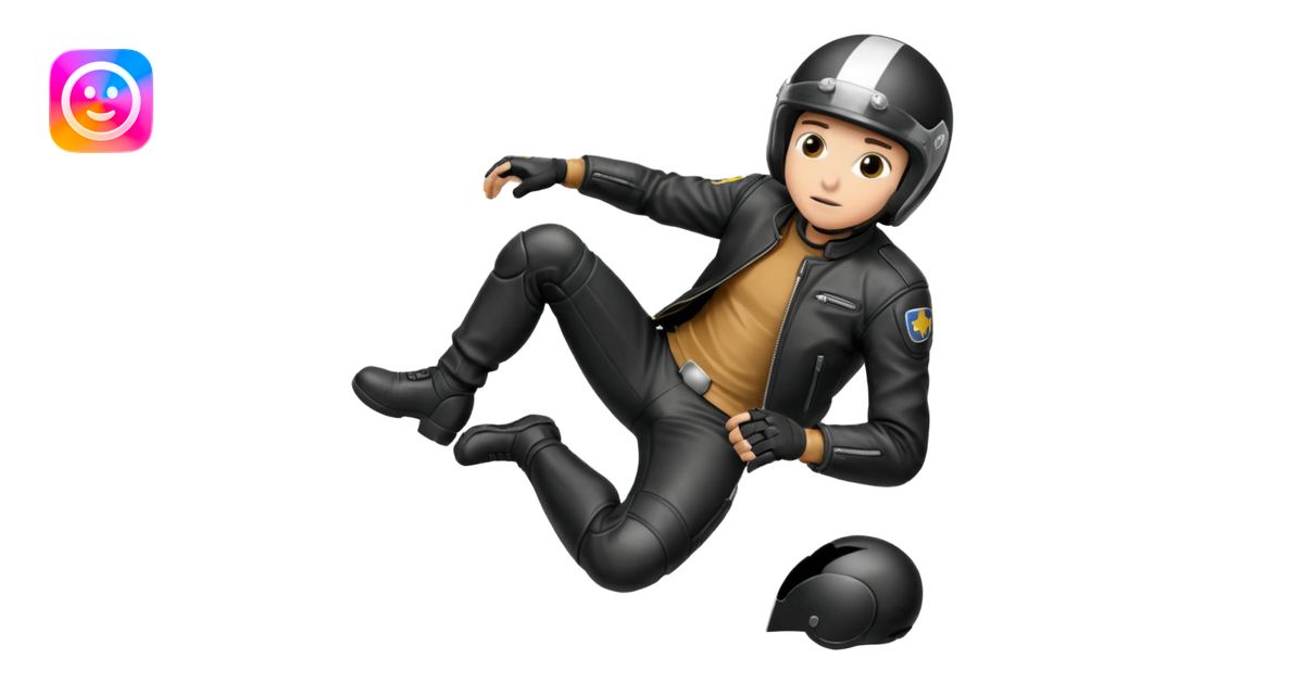 a motorcyclist lying on the ground who has just fallen emoji | AI Emoji ...