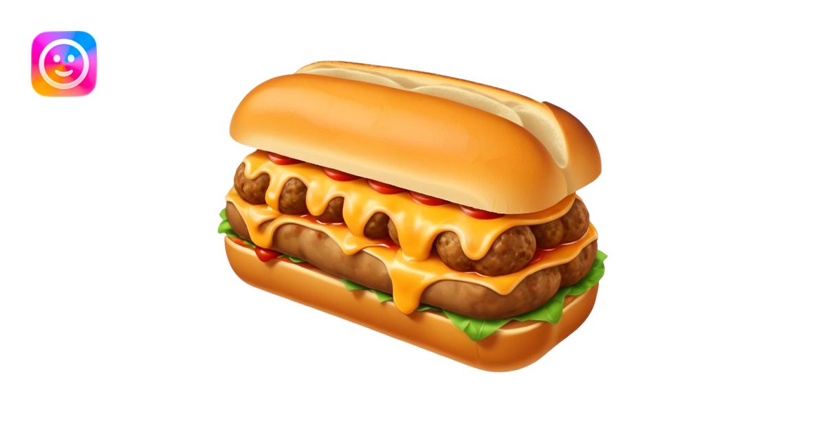 a meatball sub sandwich with melted cheese emoji | AI Emoji Generator