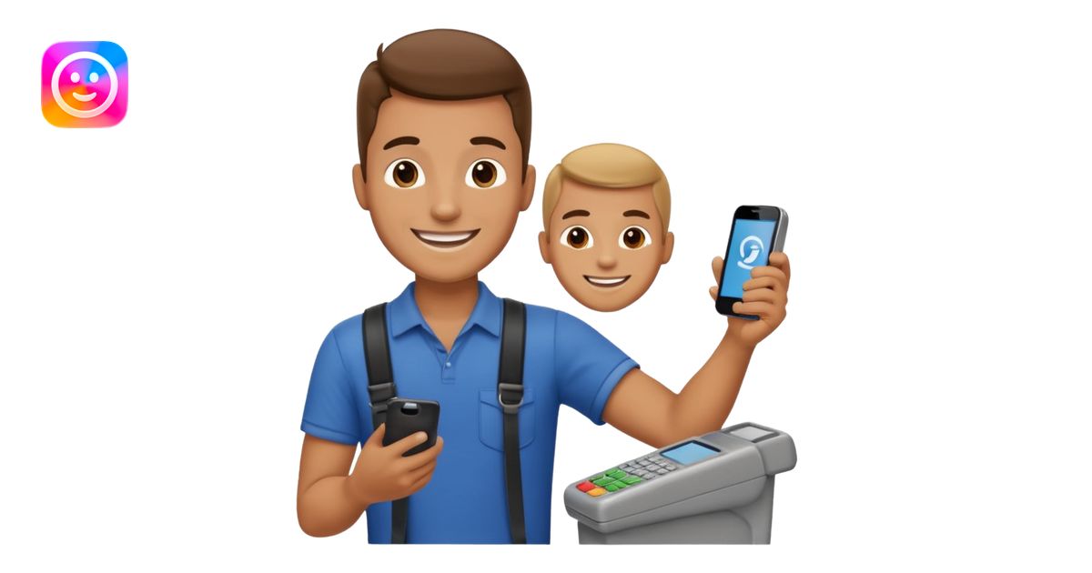 Draw a male tourist who pointed his phone to scan a QR code at a POS ...