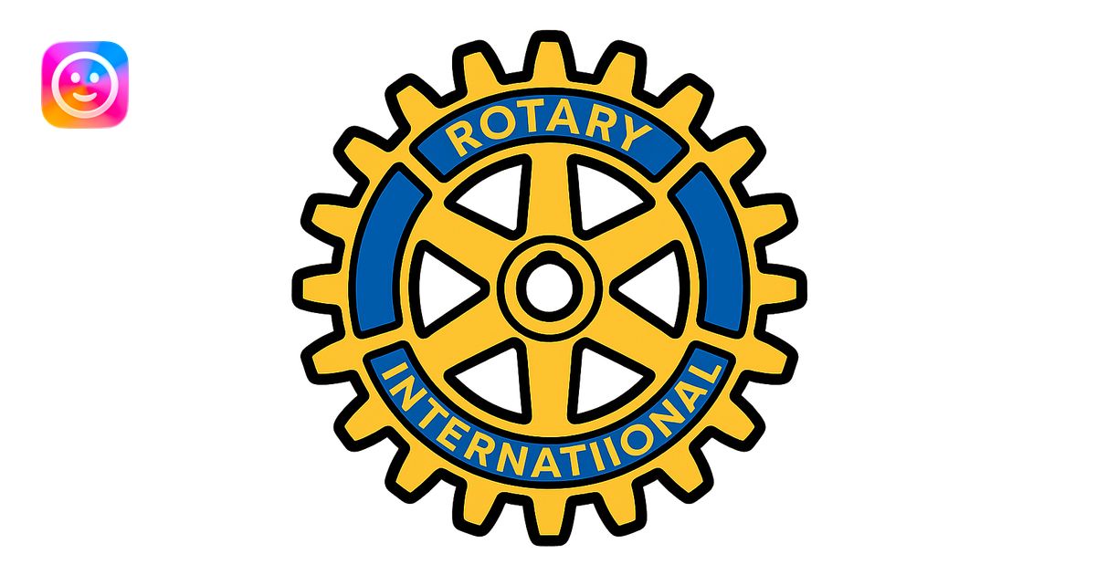 Add Rotary International blue and gold colors to the gearwheel logo ...