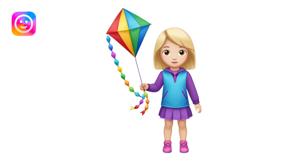 little girl kid with kite emoji | AI Emoji Generator