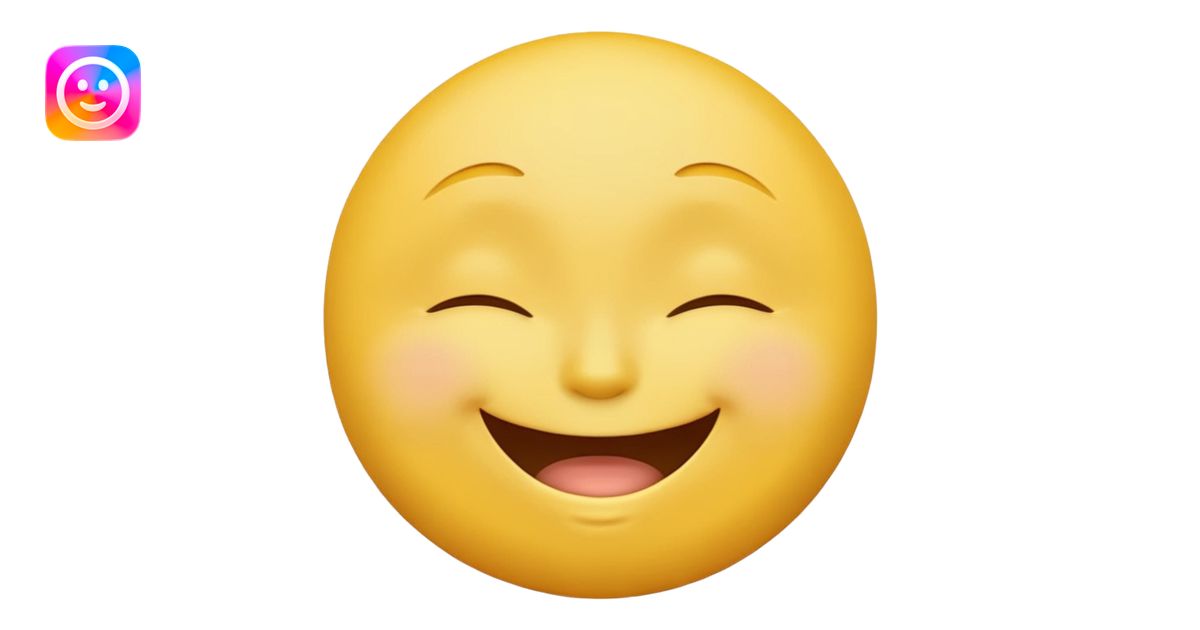 Emoji, yellow round laughing face, closed eyes emoji | AI Emoji Generator