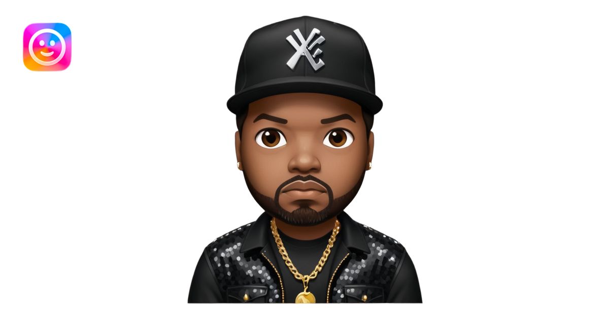 Ice Cube, Rapper with dark brown hair, black sequin outfit emoji | AI ...