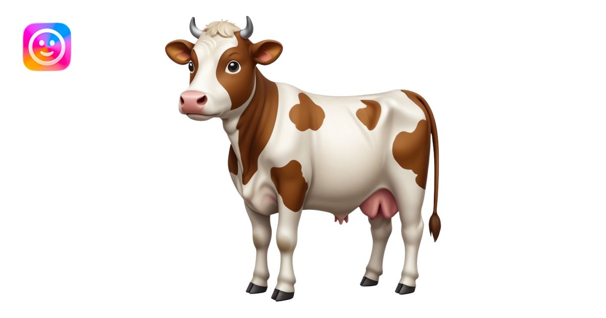 cinematic-[brown and white cow]-realistic-full-body-standing-emoji ...