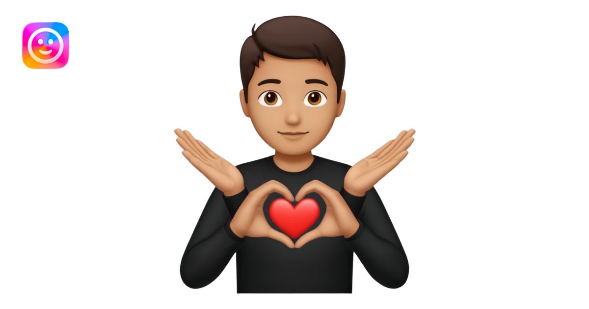 a developer making a heart with hands emoji | AI Emoji Generator