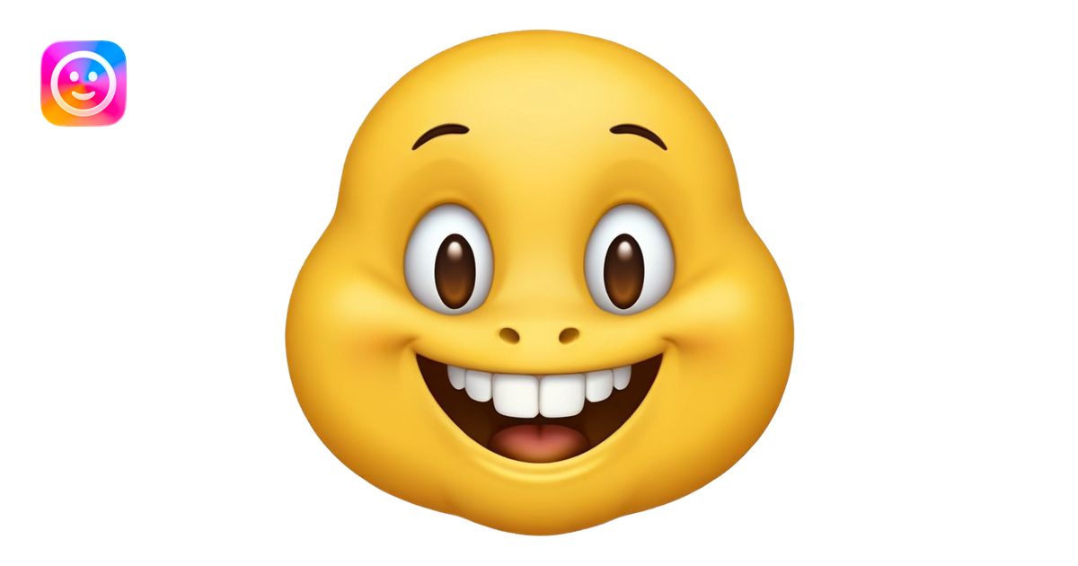 Yellow emoji smiling with gapped teeth and a mole on its left side of ...