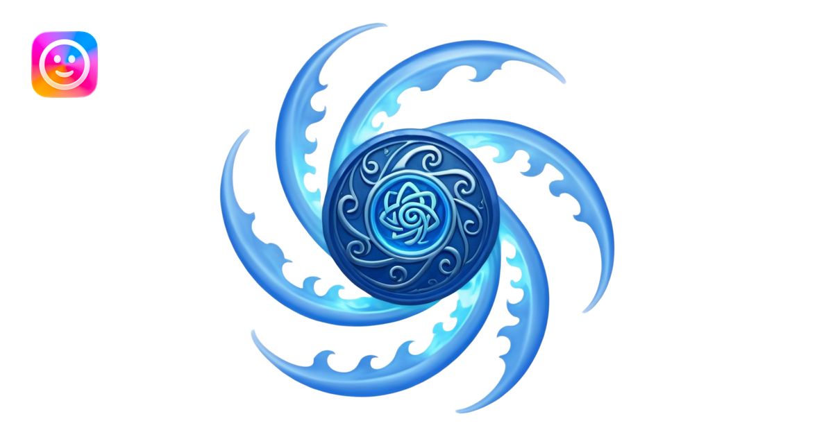 magical object blue magic mist swirl around with ancient symbol emoji ...