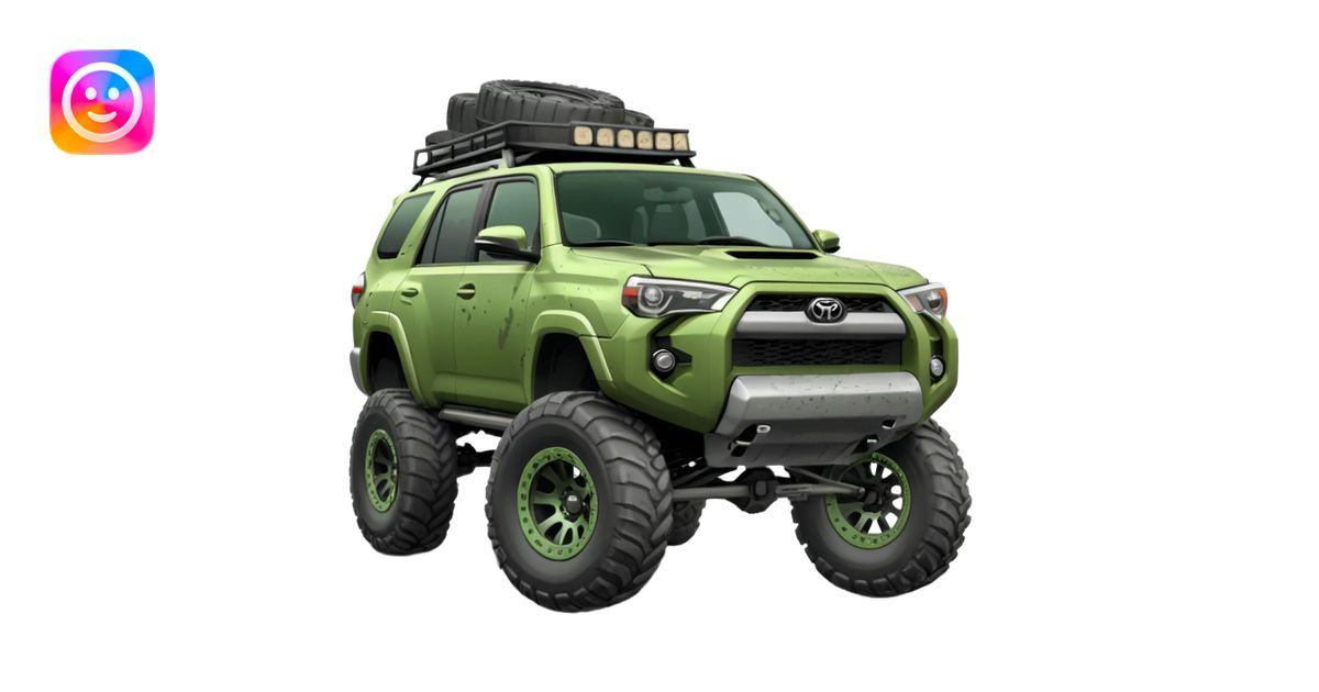 The color light green gray jacked up 4 runner emoji | AI Emoji Generator