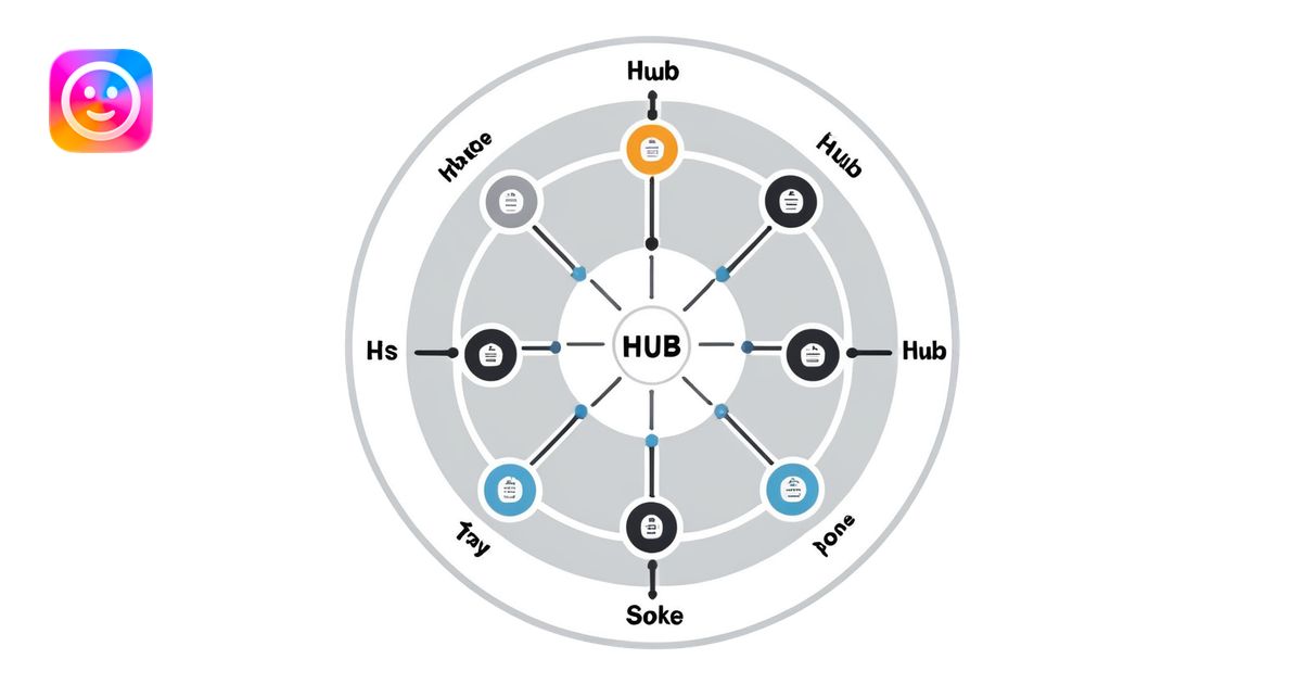 simple diagram of a central circle labeled 'Hub' connected by lines to ...
