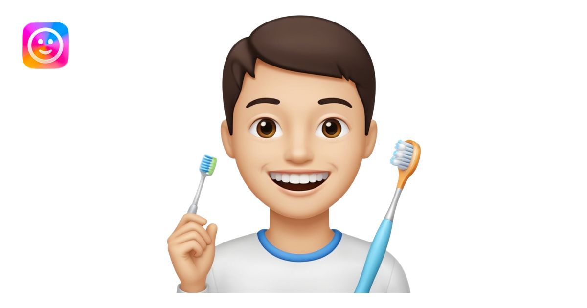 toothbrush next to a bright smile emoji | AI Emoji Generator