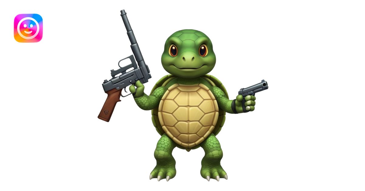 Military turtle holding a gun emoji | AI Emoji Generator