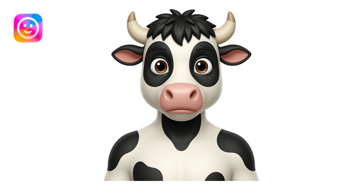 black cow (animated) of the male gender standing as human emoji | AI ...