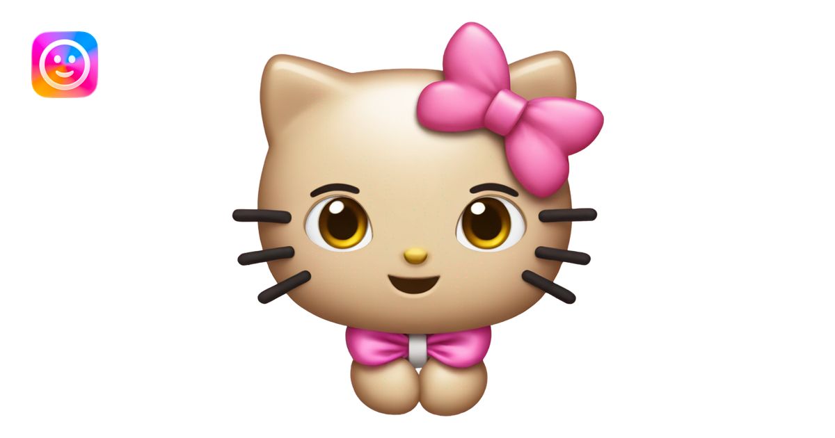 hello kitty with pink bow holding pink maple leaf emoji | AI Emoji ...